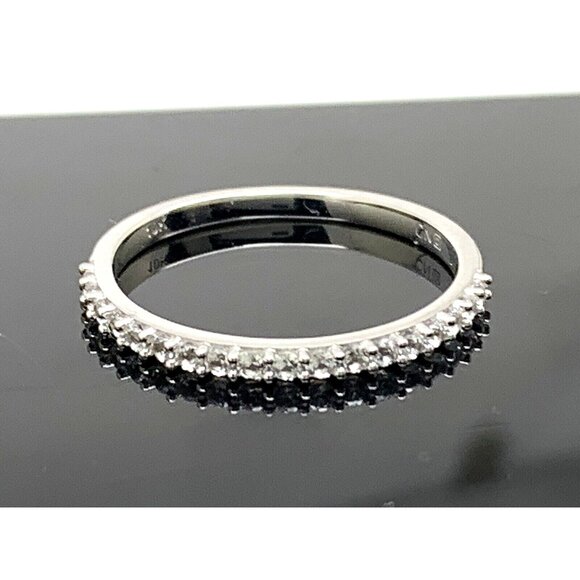 Wedding Band Cubic Zirconia 10k White Gold Ring 1.8mm Women's Jewelry Size 8.25